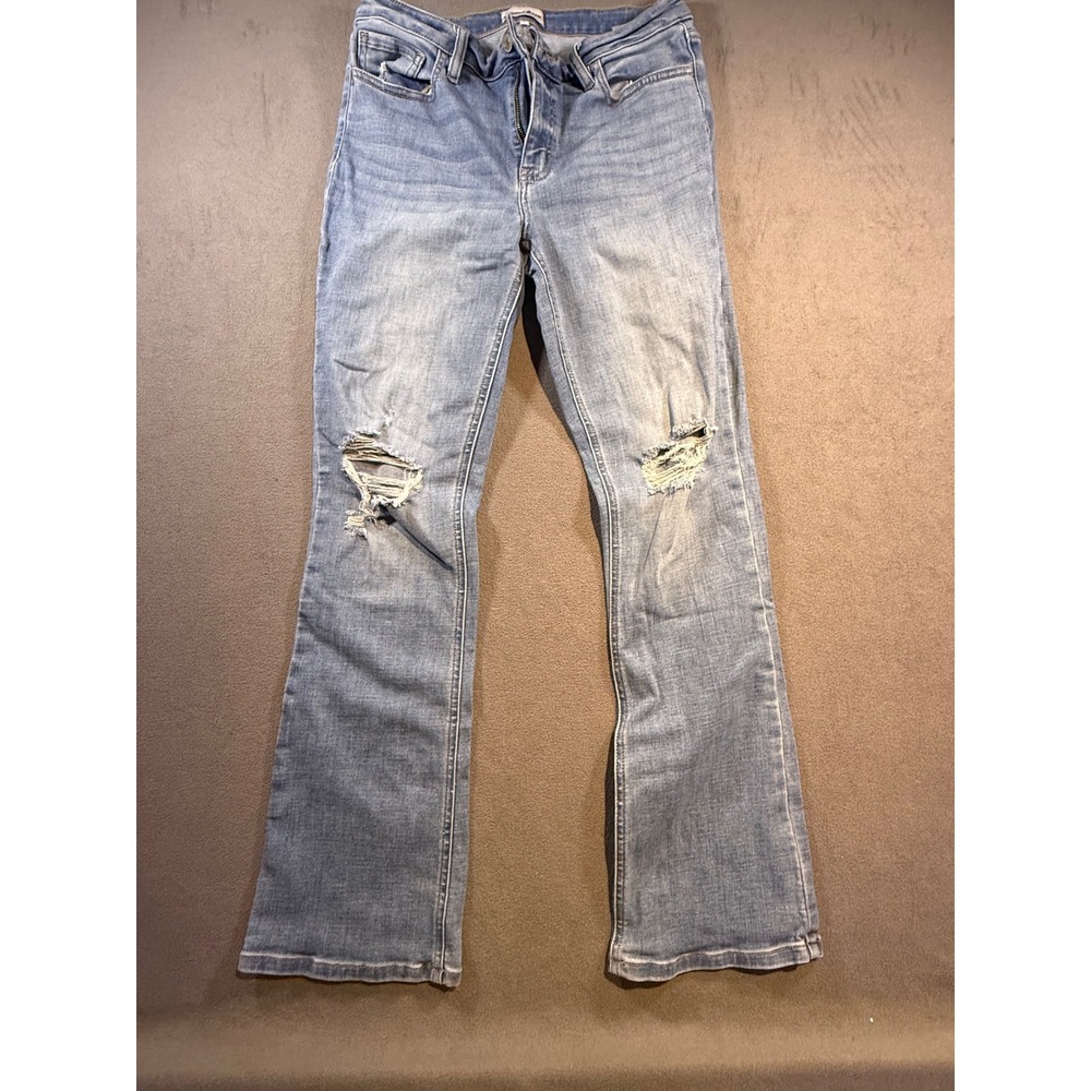Studio Blue Distressed Flare Jeans Light Wash High Rise Size 30 ESB01700ST-SHKME
